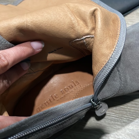 Gentle Souls Suede Mid Calf Boots - Brian Concrete Suede Gray Women's. - Picture 5 of 11